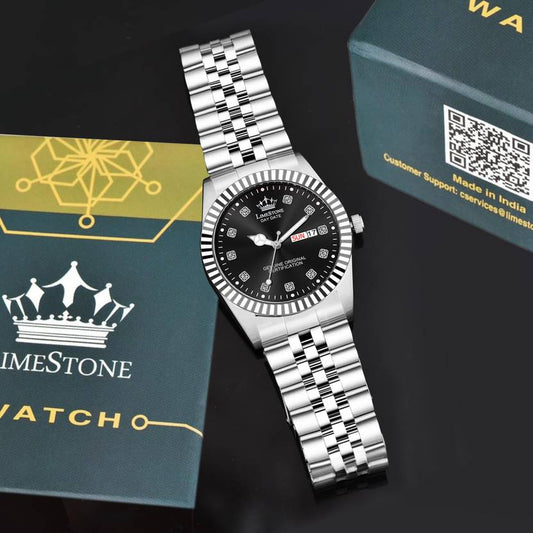 LIMESTONE Legacy Series Stainless Steel Day and Date Functioning | Stylish Chain | Quartz Analog Watch  - For Men RLX032