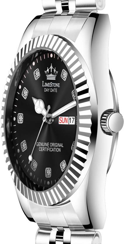 LIMESTONE Legacy Series Stainless Steel Day and Date Functioning | Stylish Chain | Quartz Analog Watch  - For Men RLX032