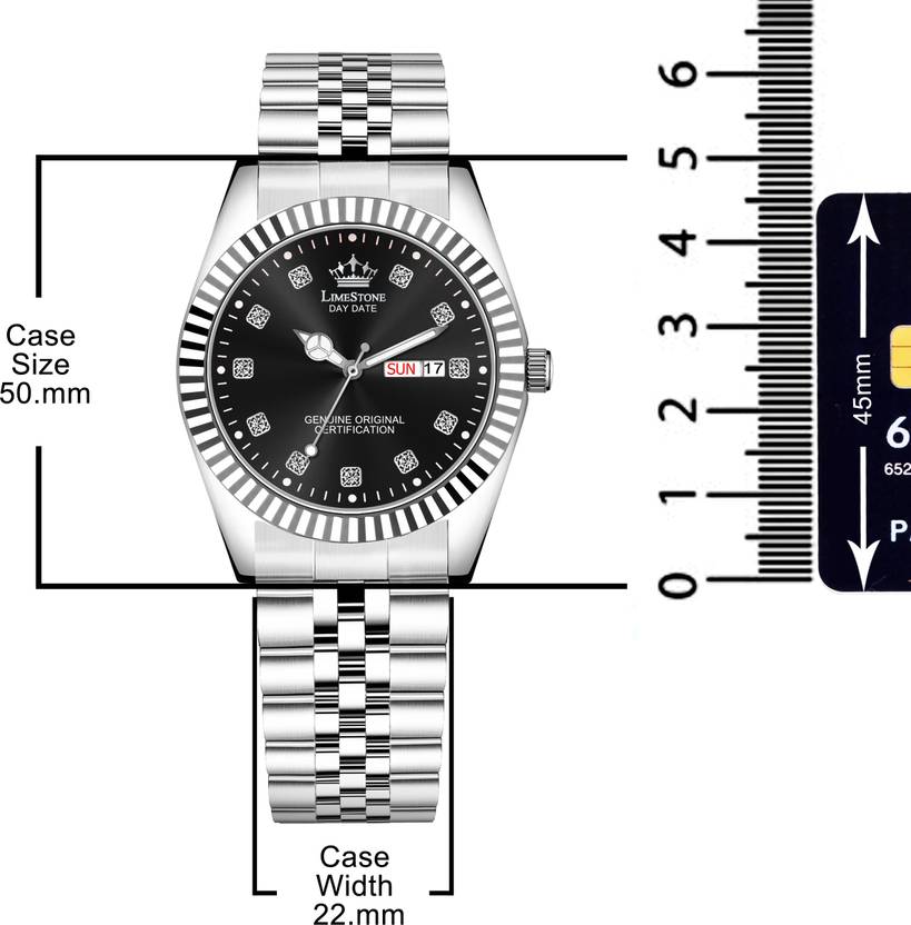 LIMESTONE Legacy Series Stainless Steel Day and Date Functioning | Stylish Chain | Quartz Analog Watch  - For Men RLX032