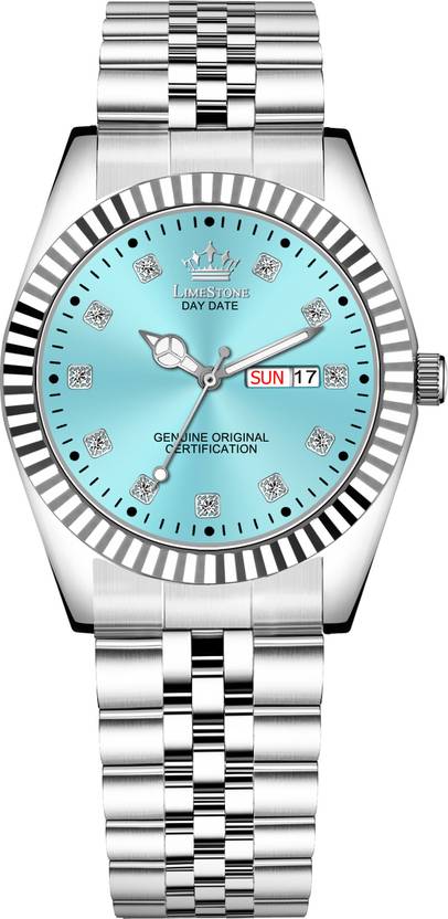 LIMESTONE Legacy Series Stainless Steel Day and Date Functioning | Stylish Chain | Quartz Analog Watch  - For Men RLX033