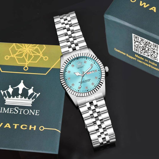 LIMESTONE Legacy Series Stainless Steel Day and Date Functioning | Stylish Chain | Quartz Analog Watch  - For Men RLX033