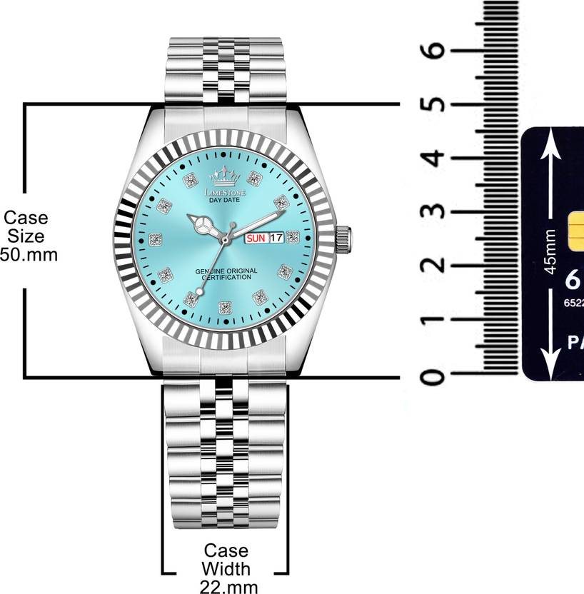 LIMESTONE Legacy Series Stainless Steel Day and Date Functioning | Stylish Chain | Quartz Analog Watch  - For Men RLX033
