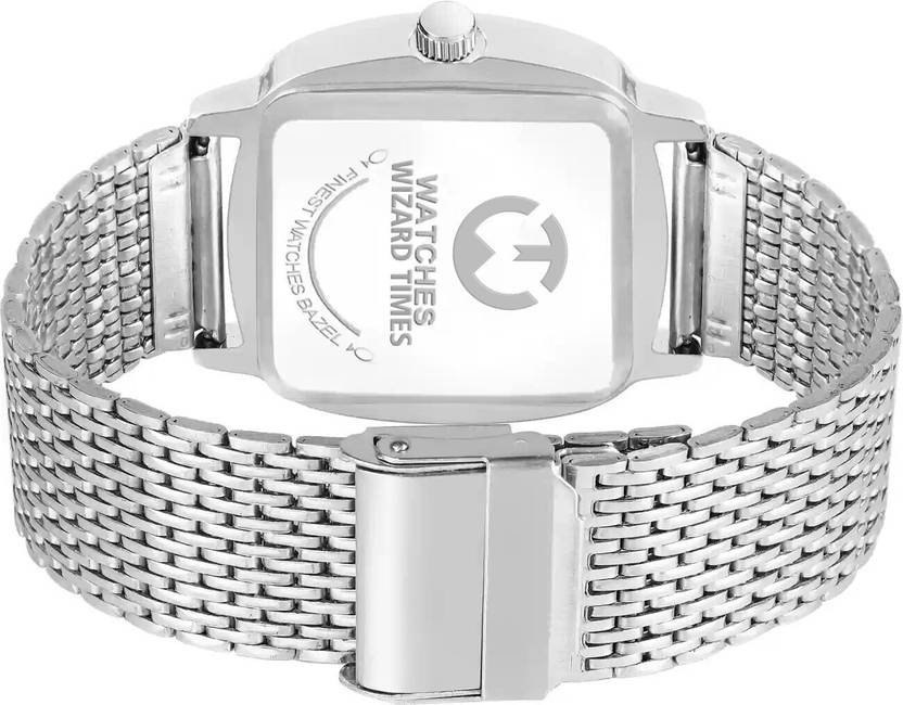 WIZARD TIMES Men's Watch Silver Stainless Steel Strap Black Dial Water Resistant Analog Watch  - For Men Wizard_SK-245