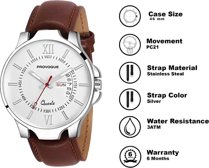 PROVOGUE Trending Premium Quality Functioning for Boys Analog Watch  - For Men SK-PG-4078-WYT-BRWN Basic with Day and Date Display