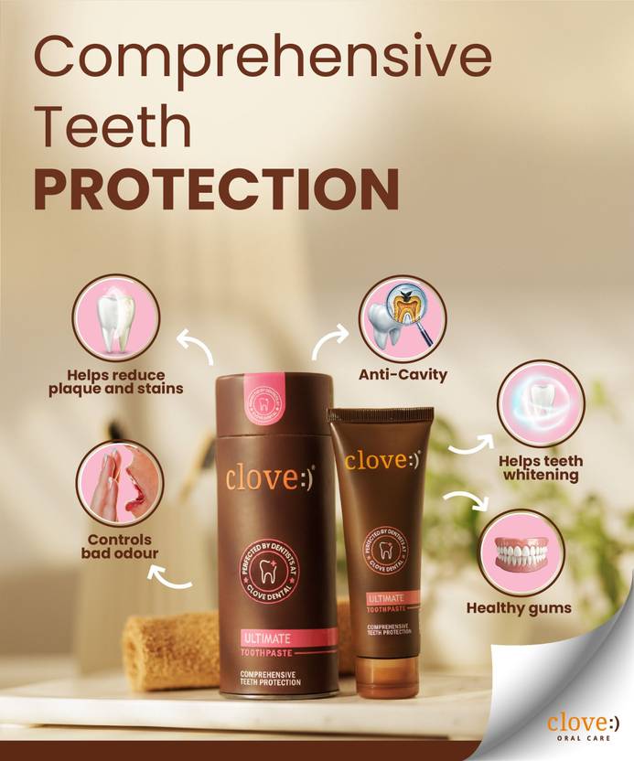 Clove Ultimate for Anti cavity, Teeth Whitening, Healthy Gums, Mint Toothpaste (100 g)