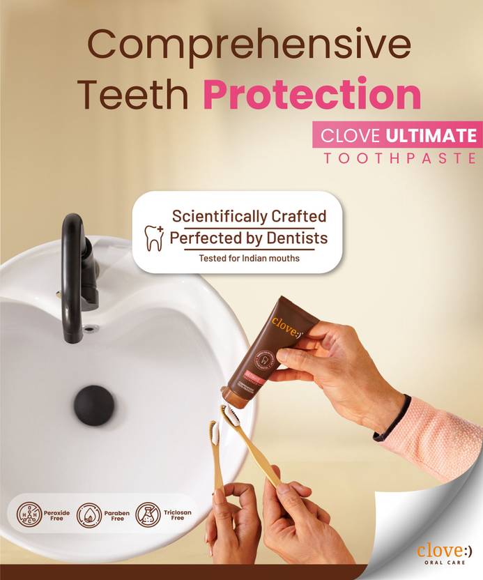 Clove Ultimate for Anti cavity, Teeth Whitening, Healthy Gums, Mint Toothpaste (100 g)