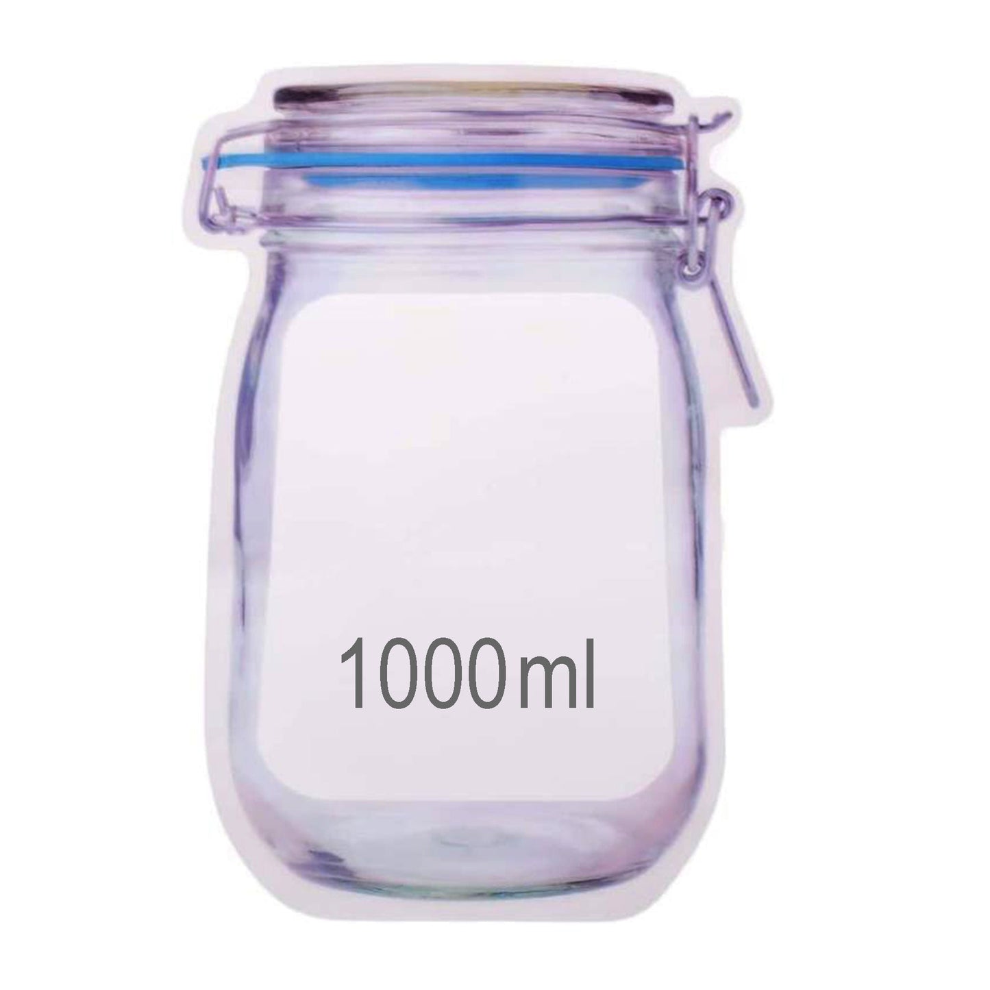 Reusable Airtight Seal Plastic Food Storage Mason Jar Zipper (1000ml) - Springkart 