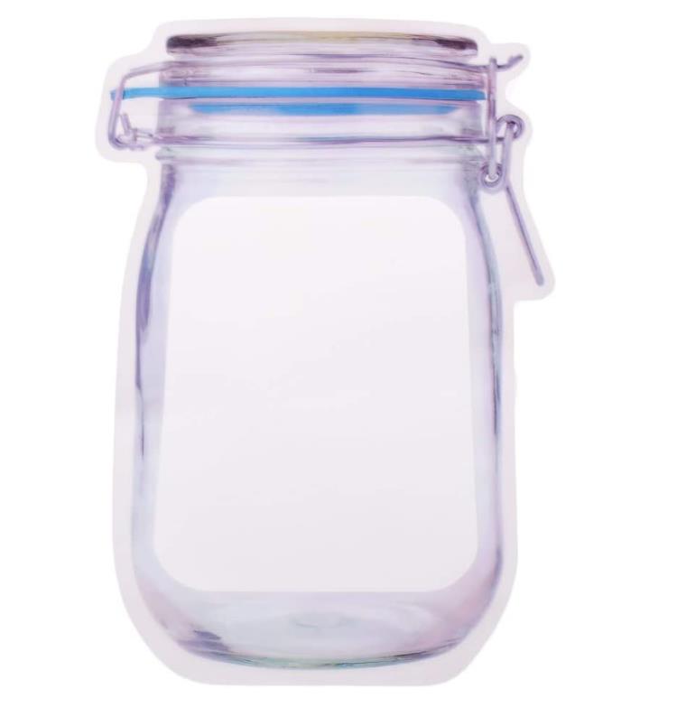 Reusable Airtight Seal Plastic Food Storage Mason Jar Zipper (1000ml) - Springkart 