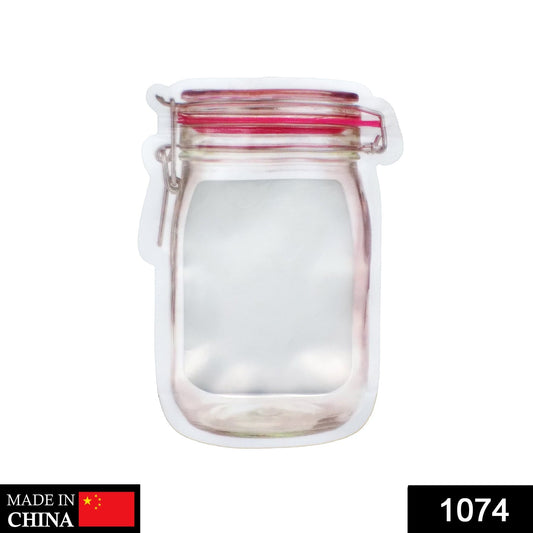 Reusable Airtight Seal Plastic Food Storage Mason Jar Zipper (500ml) - Springkart 