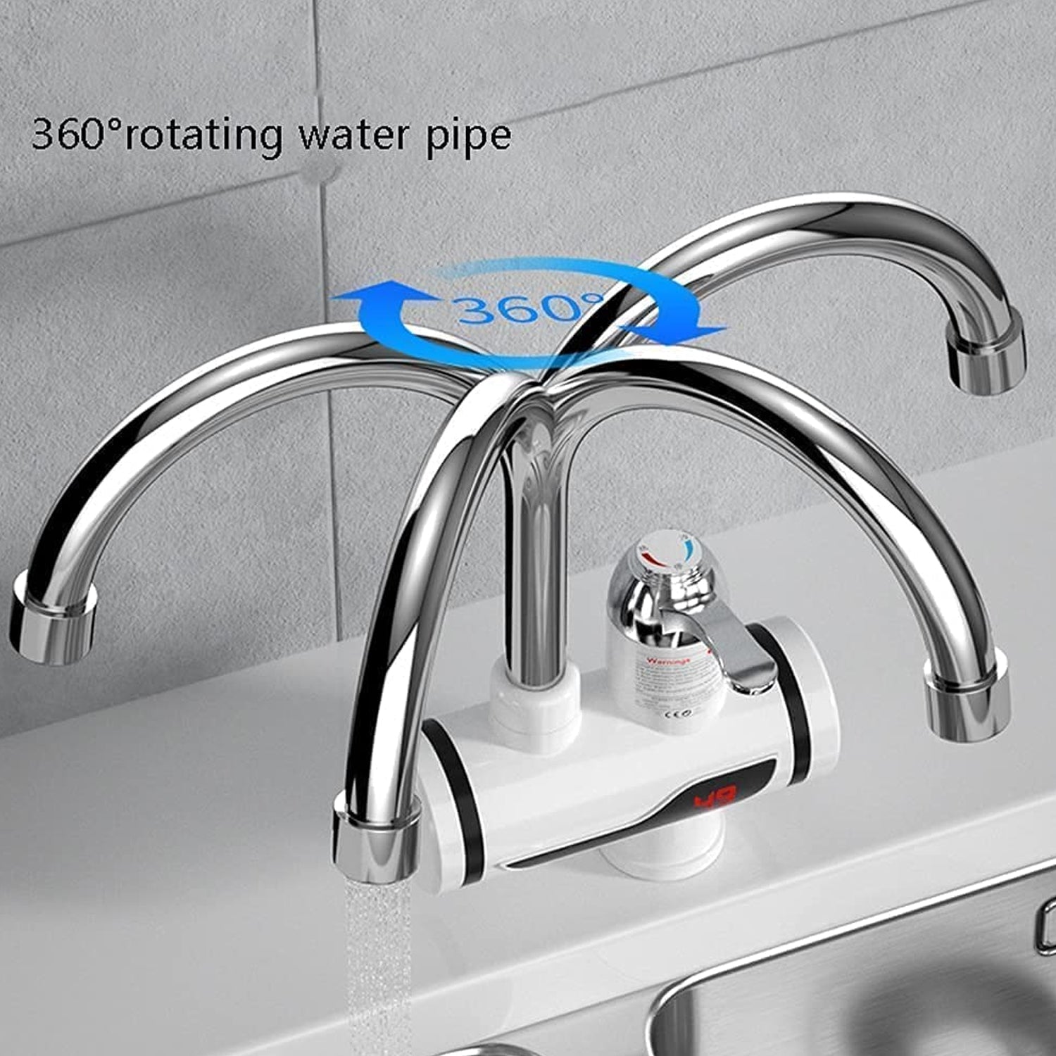 Stainless Steel LED Digital Display Instant Heating Electric Water Heater Faucet Tap, Geyser - Springkart 
