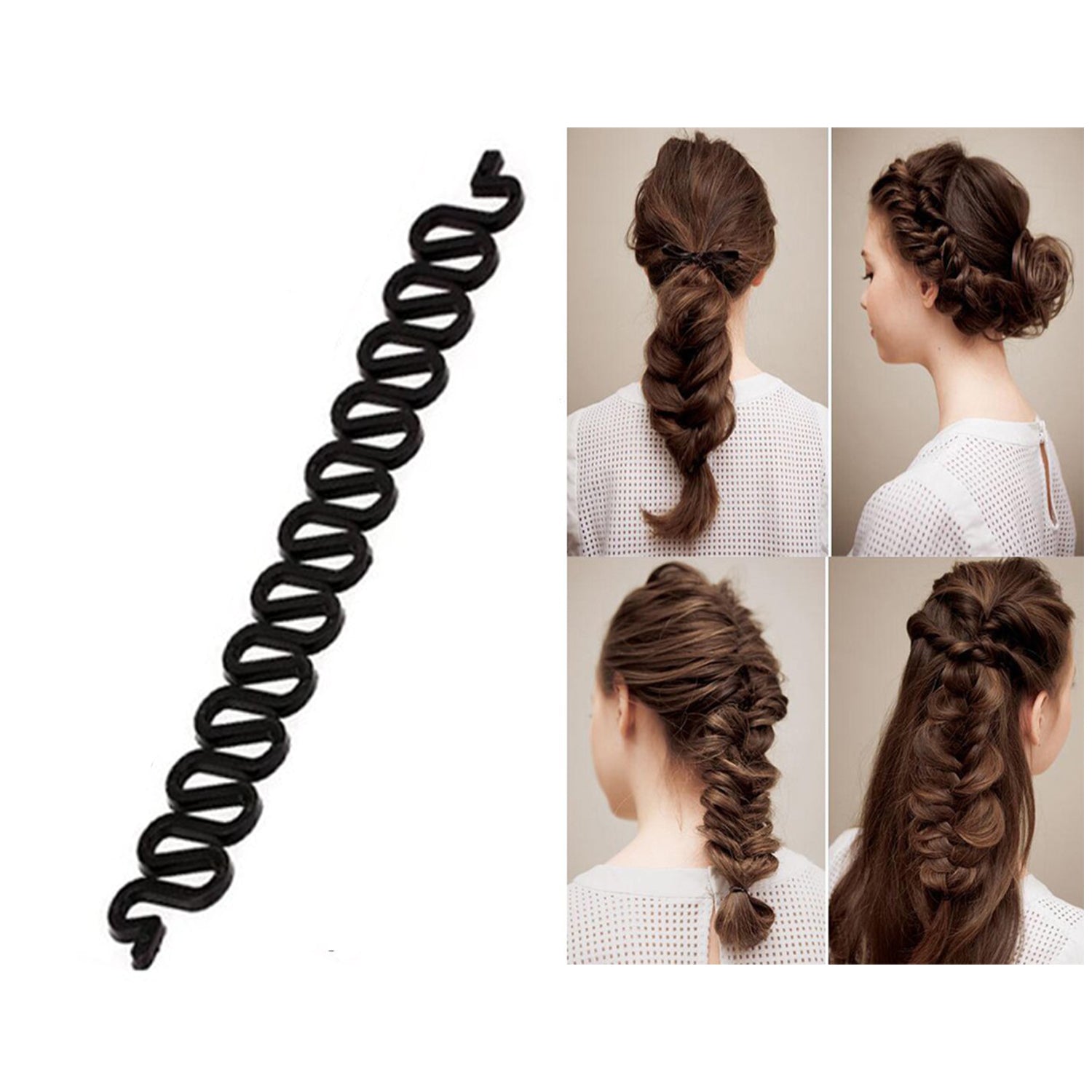 Fishbone Bun Maker widely used by women’s for making their hair looks like a fish tail and all and it used in many kinds of places like household, parlours etc. - Springkart 