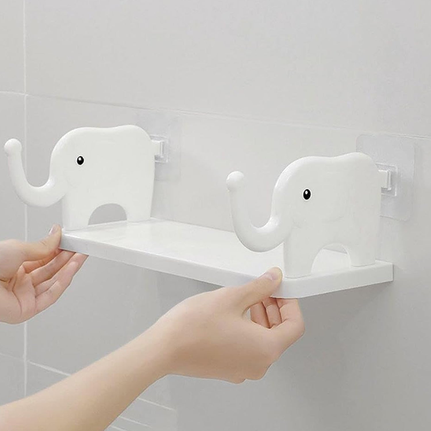 MULTIFUNCTIONAL ELEPHANT SHAPED STORAGE SHELF, NO PUNCHING WALL MOUNTED MINI STORAGE RACK, CREATIVE CUTE ELEPHANT SHELF ORGANIZER FOR KITCHEN BATHROOM BEDROOM STUDY - Springkart 