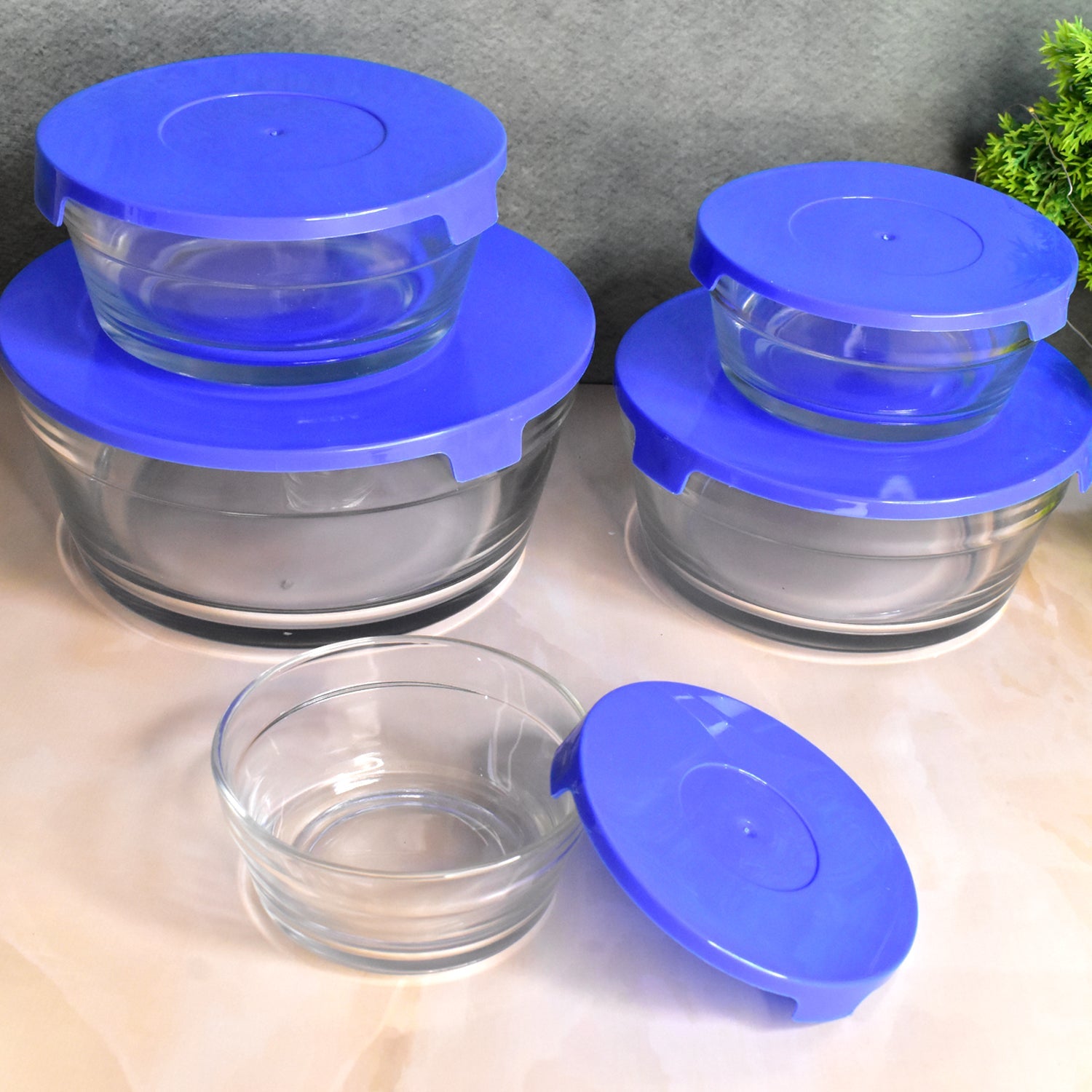 Modern Glass Bowl Set Mixing / Storage Bowls with Lids (5 Pcs Set) - Springkart 