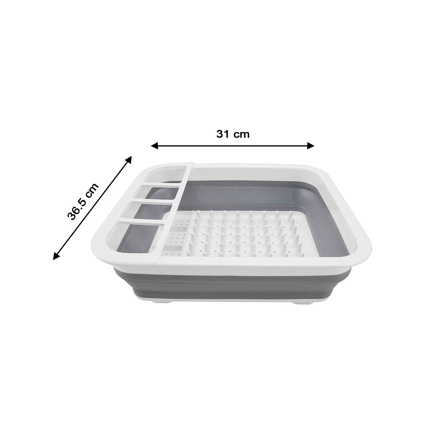 Collapsible Folding Silicone Dish Drying Drainer Rack with Spoon Fork Knife Storage Holder (Brown Box) - Springkart 