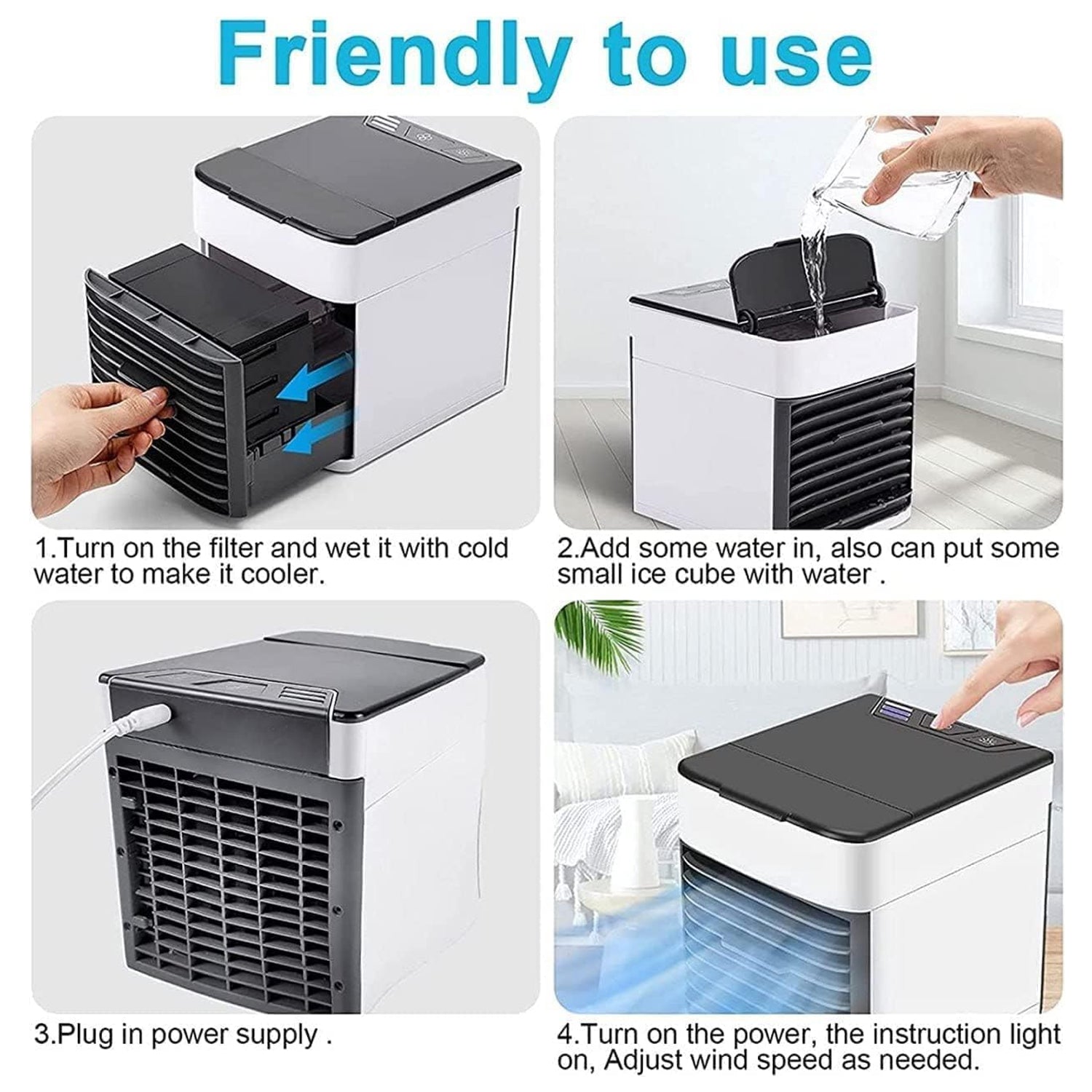 Mini Portable Air Cooler with LED Light & Water Fill - Springkart 