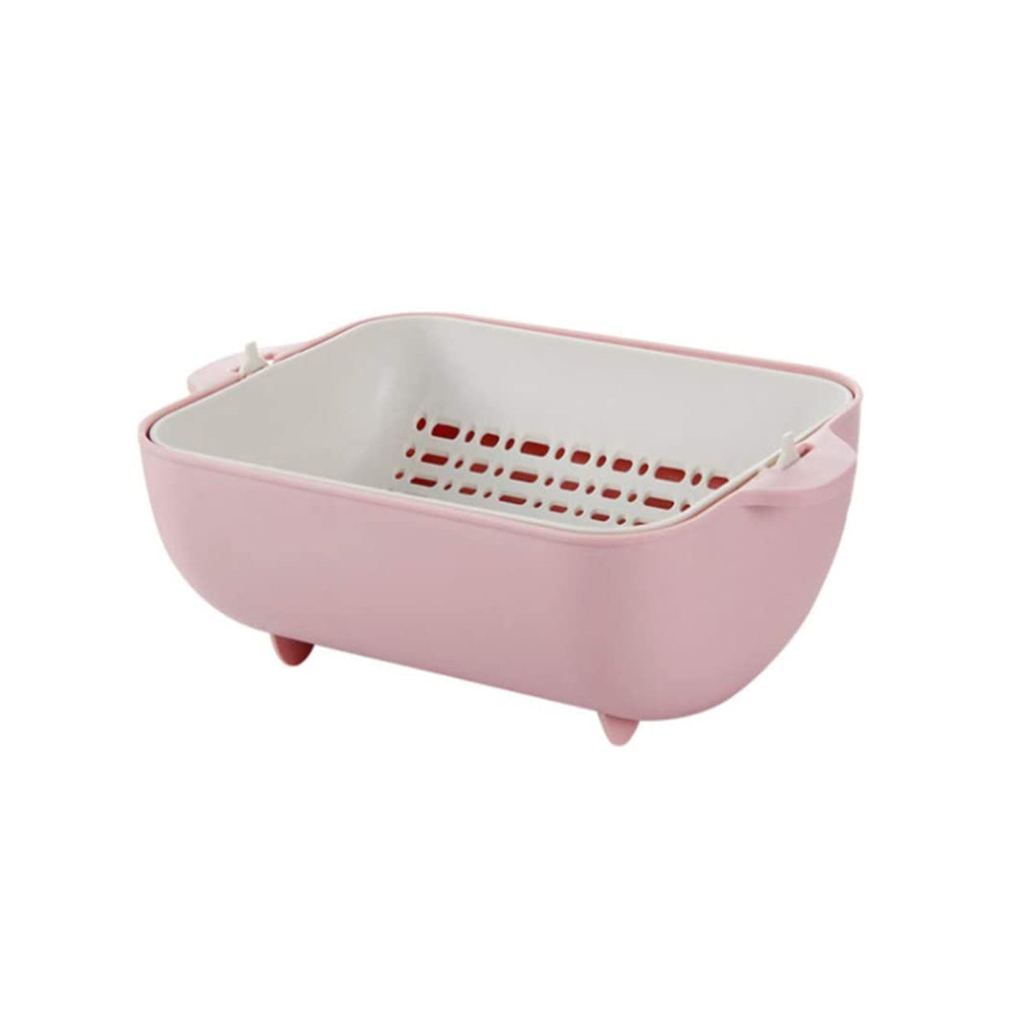Multifunctional BPA Free Double Layered Plastic Rotatable Strainer Basket (Multicolor) - Springkart 