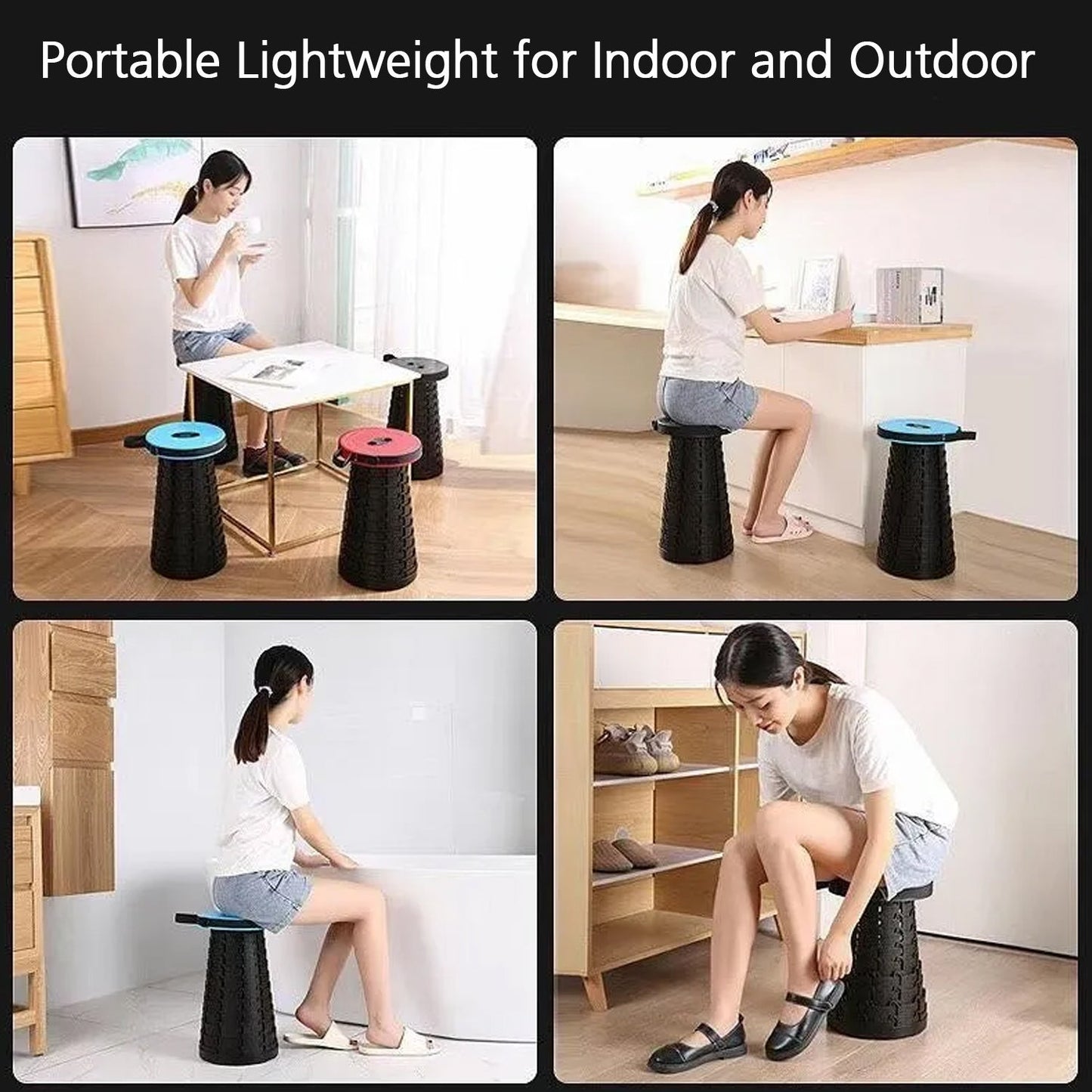 Foldable Retractable Height Adjusting Stool Space Saving Telescopic Stool for Fishing Hiking Stool for Adults and Kids. - Springkart 