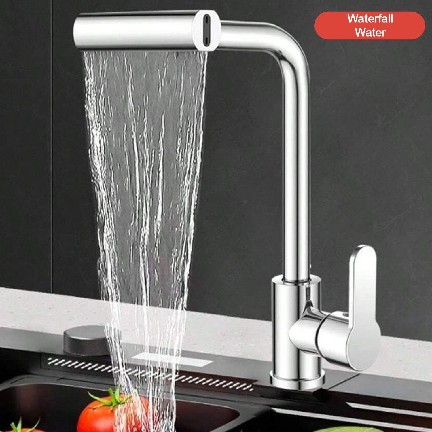 Multifunction Shower Waterfall Kitchen Faucet, 360° Rotation Waterfall Kitchen Faucet, Touch Kitchen Faucet, Faucet Extender for Kitchen Sink, Swivel Waterfall Kitchen Faucet for Washing Vegetable Fruit (4 In 1 ) - Springkart 