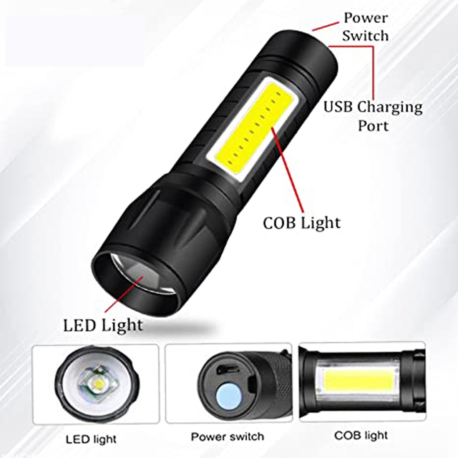 Mini Search Rechargeable LED Long Range Flashlight Emergency Light Torch - Springkart 