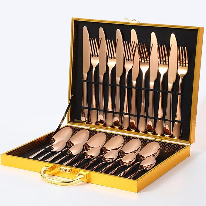 Kitchen Tableware / Flatware Sets Kitchen Forks Spoons with Gift Box (24 Pcs Set) - Springkart 