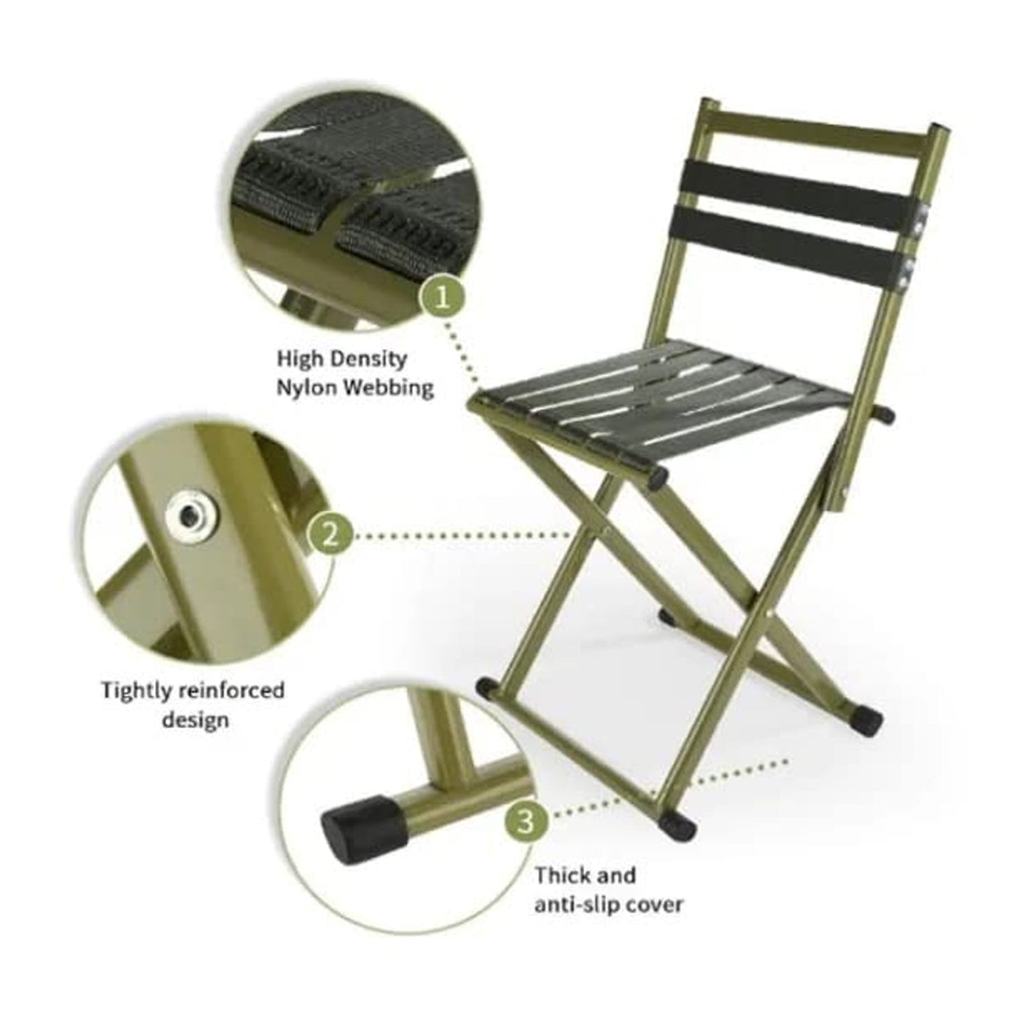 Stainless Steel Multipurpose Lightweight, Portable Folding Camping Chair for Garden, Outdoor Folding Chair with Back Support Heavy Duty Folding Chair Suitable for Hiking, Fishing, Camping, Beach, Home Vacation (1 Pc ) - Springkart 