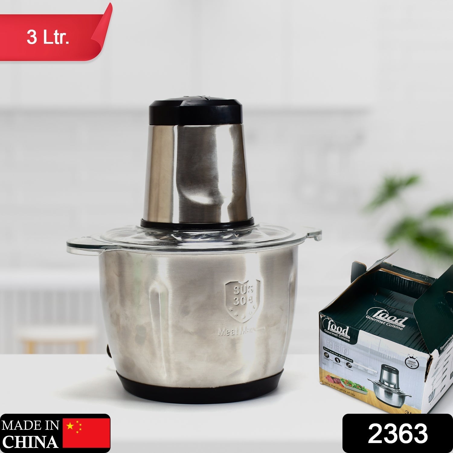 Stainless Steel Electric Meat Grinders with Bowl Heavy for Kitchen Food Chopper, Meat, Vegetables, Onion , Garlic Slicer Dicer, Fruit & Nuts Blender (3L) - Springkart 