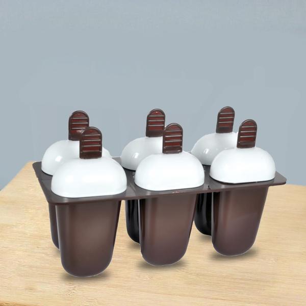 Plastic Ice Candy Maker Kulfi Maker Moulds Set with 6 Cups (Multicolour) - Springkart 