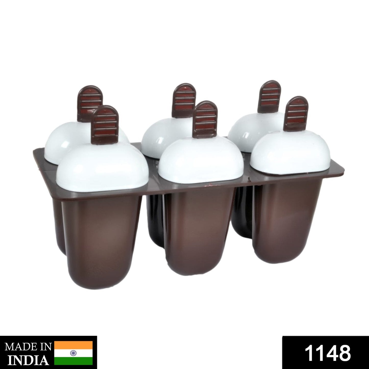 Plastic Ice Candy Maker Kulfi Maker Moulds Set with 6 Cups (Multicolour) - Springkart 