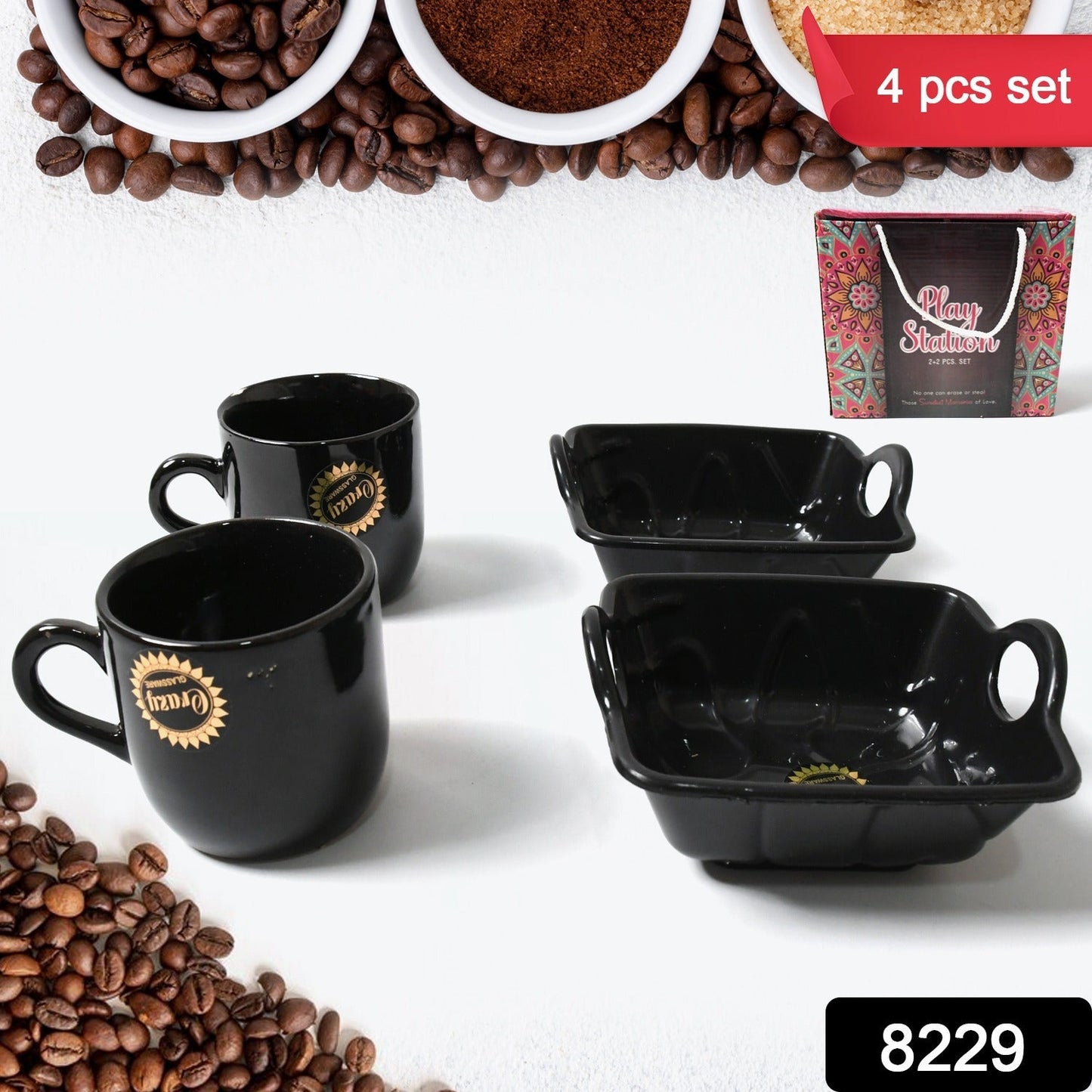 Play Station Ceramic Tea / cups / Mug Set With Handle Serving Bowl Milk Cup, Coffee Cup, Tea Cup, Breakfast Cup, Drinking Mug or Outdoor for Household, Gift for Birthday, Wedding Party (4 Pcs set) - Springkart 