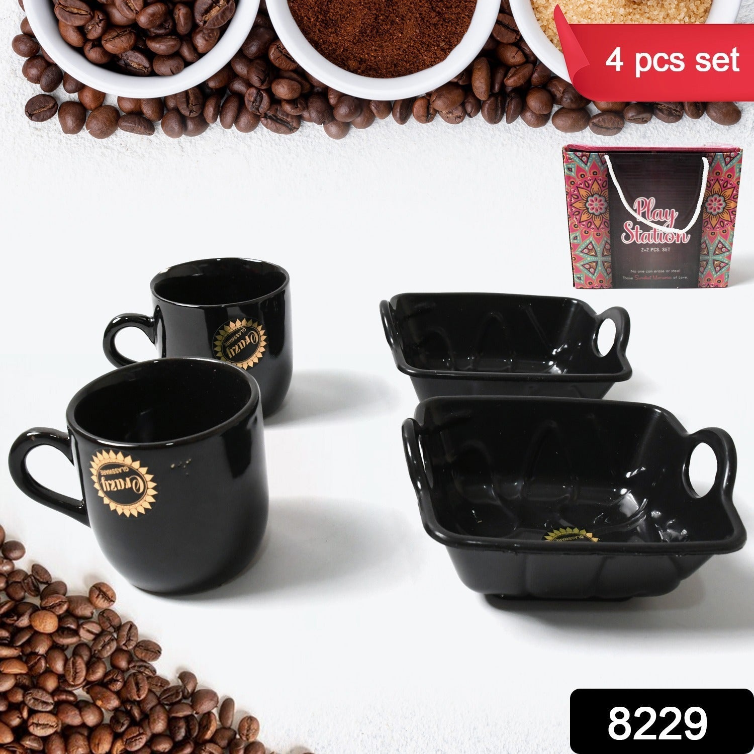 Play Station Ceramic Tea / cups / Mug Set With Handle Serving Bowl Milk Cup, Coffee Cup, Tea Cup, Breakfast Cup, Drinking Mug or Outdoor for Household, Gift for Birthday, Wedding Party (4 Pcs set) - Springkart 