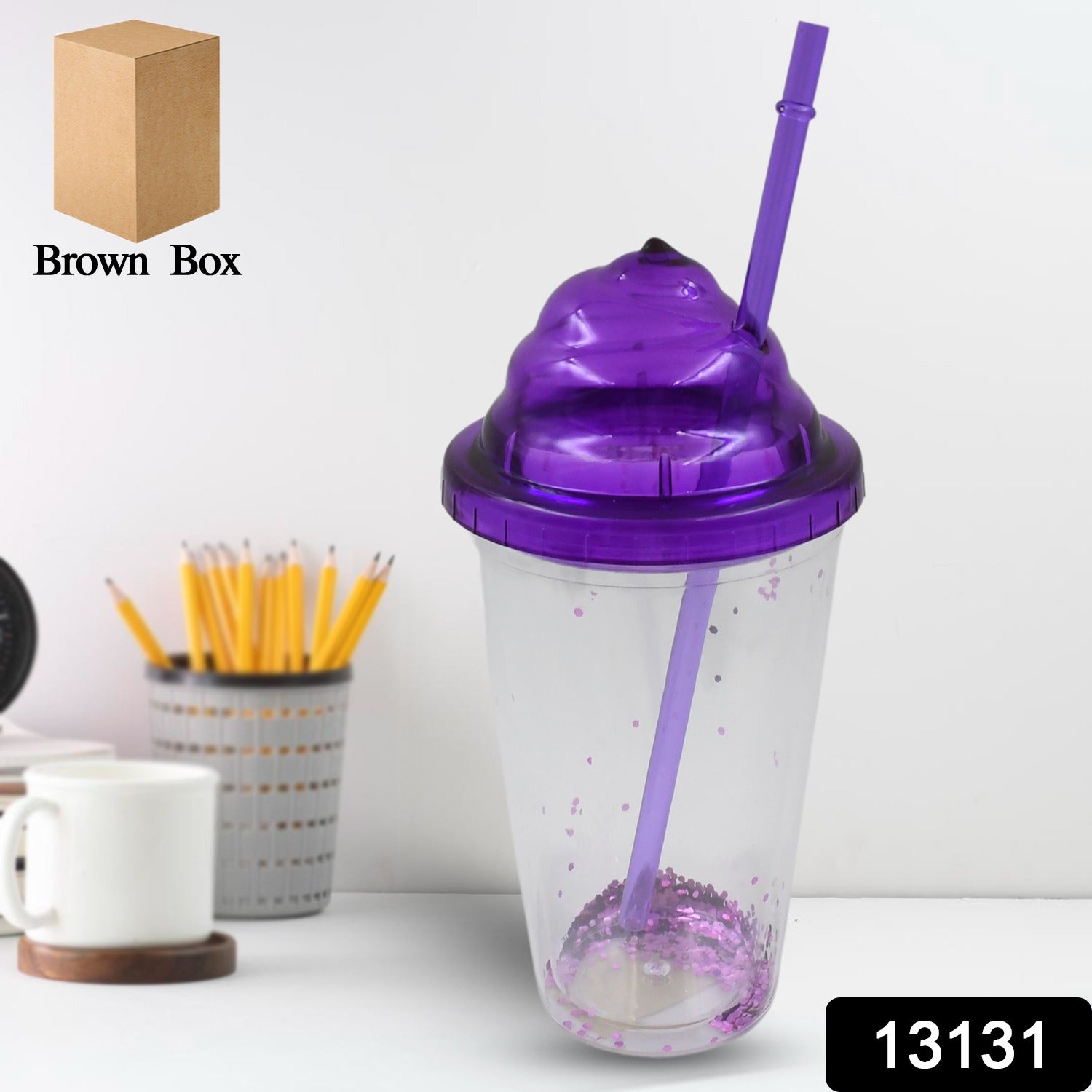 High Quality Plastic Creative Cold Drink Cup / Tumble, Reusable Tea Coffee Tumbler with Lid and Straw, Double Wall Plastic Drinking Sport Bottle, Travel Tumbler (1 Pc / Mix Color) - Springkart 