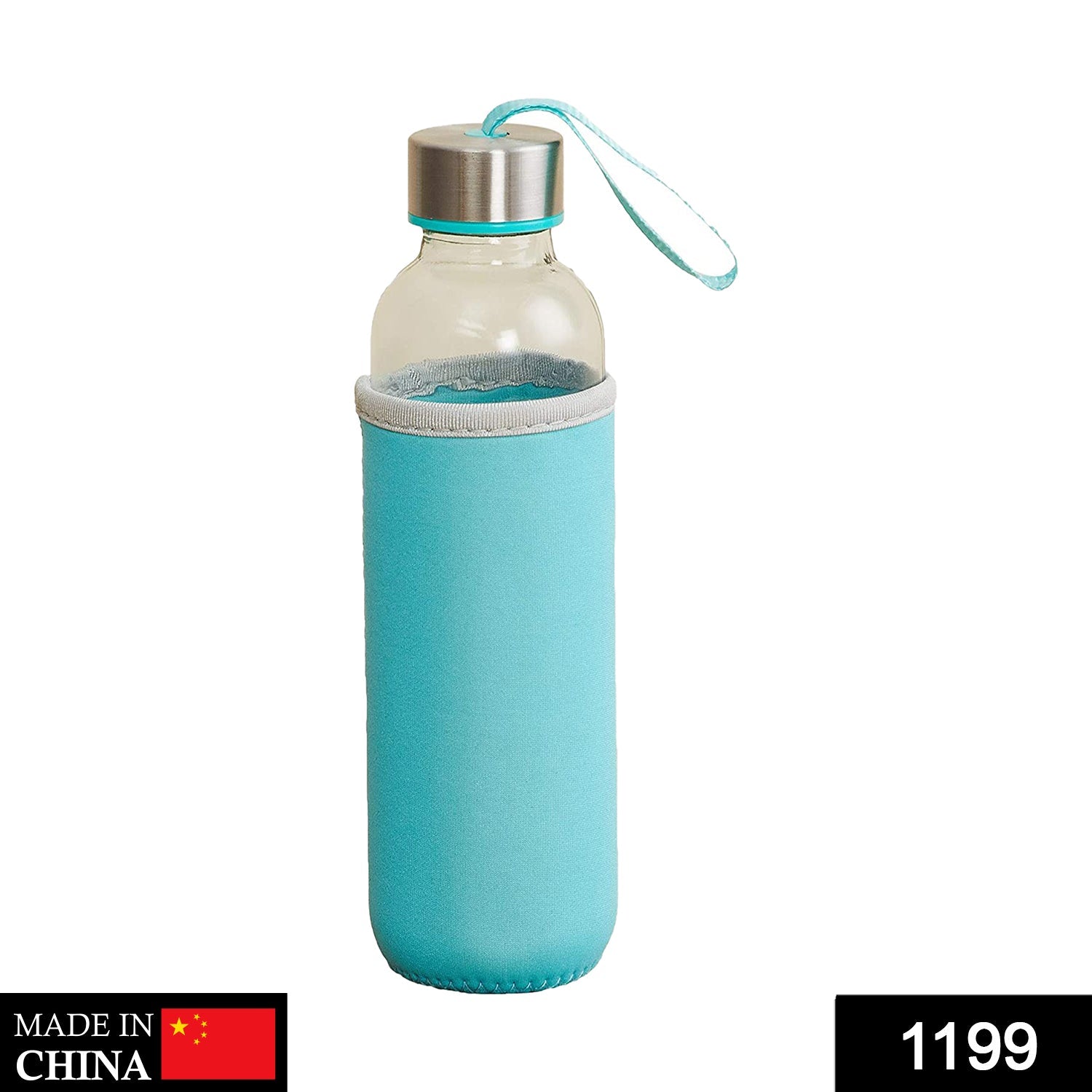 Glass Water Bottle (500 ml) With Cover - Springkart 