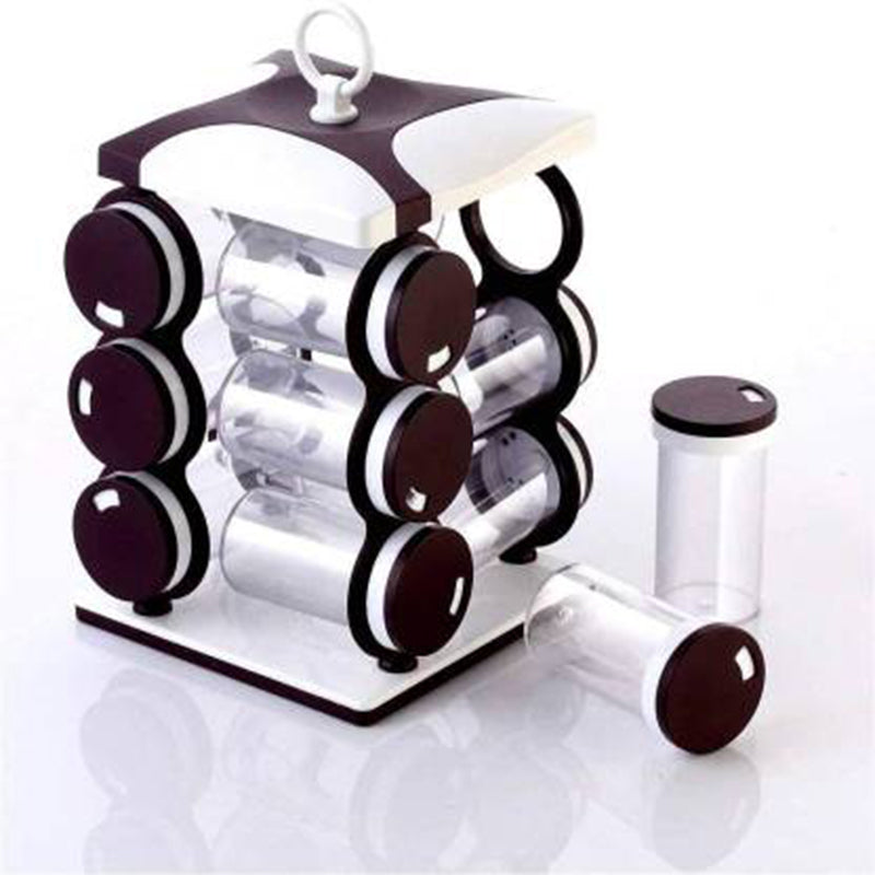 Spice Jar Set - Food Grade Plastic 12pcs Spice Jar (Brown Box) - Springkart 