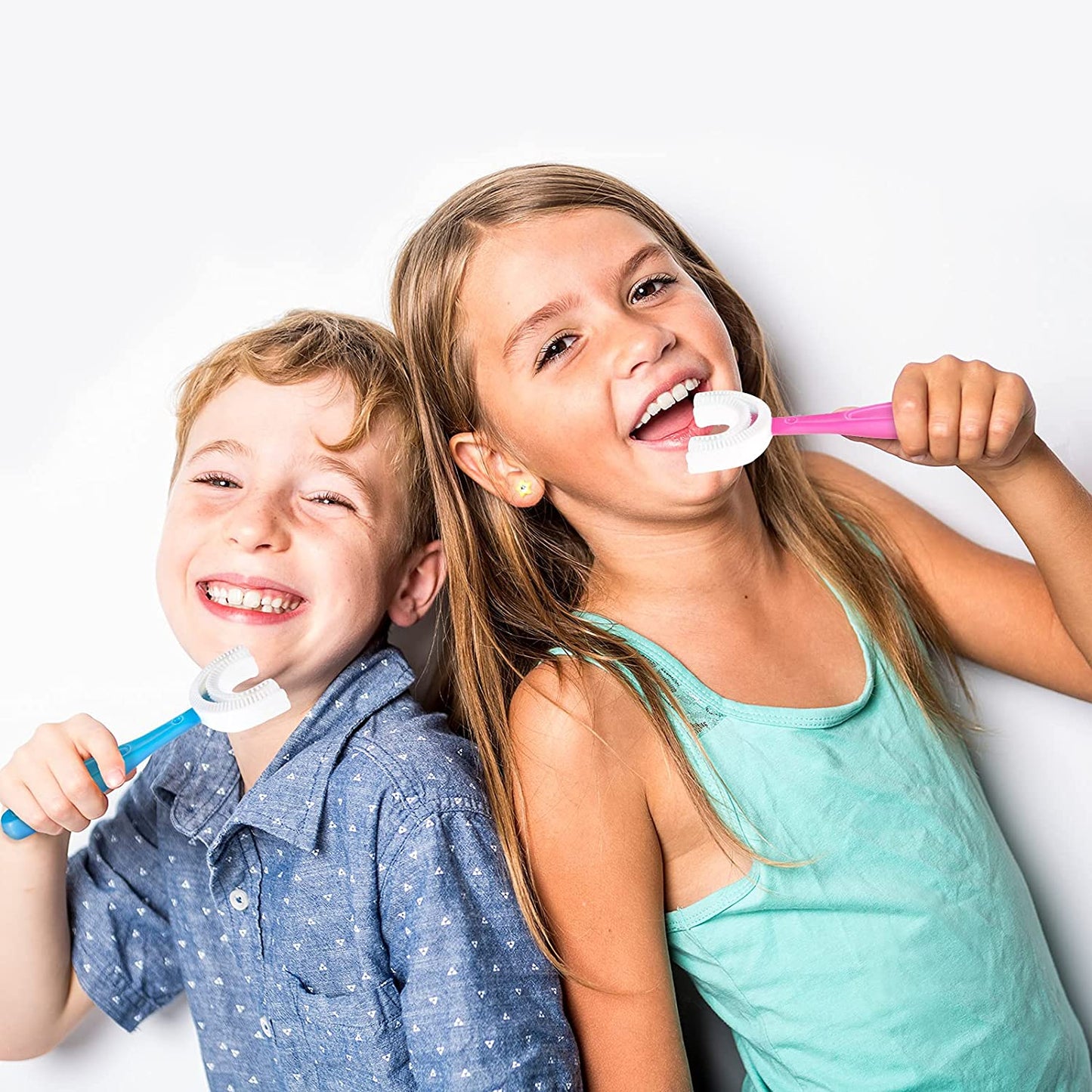 Kids U Shaped Large Tooth Brush used in all kinds of household bathroom places for washing teeth of kids, toddlers and children’s easily and comfortably. - Springkart 