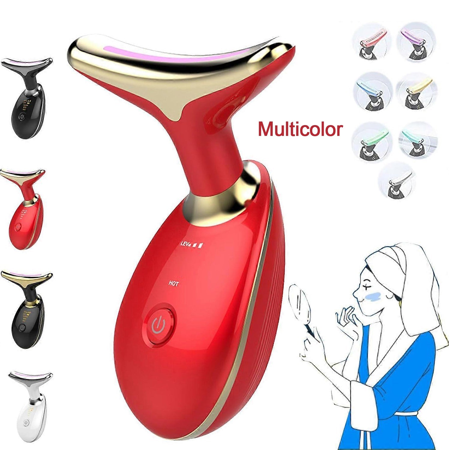 Electric Face Massager Wrinkle Remover LED Photon Face Beauty Device (1 Pc) - Springkart 