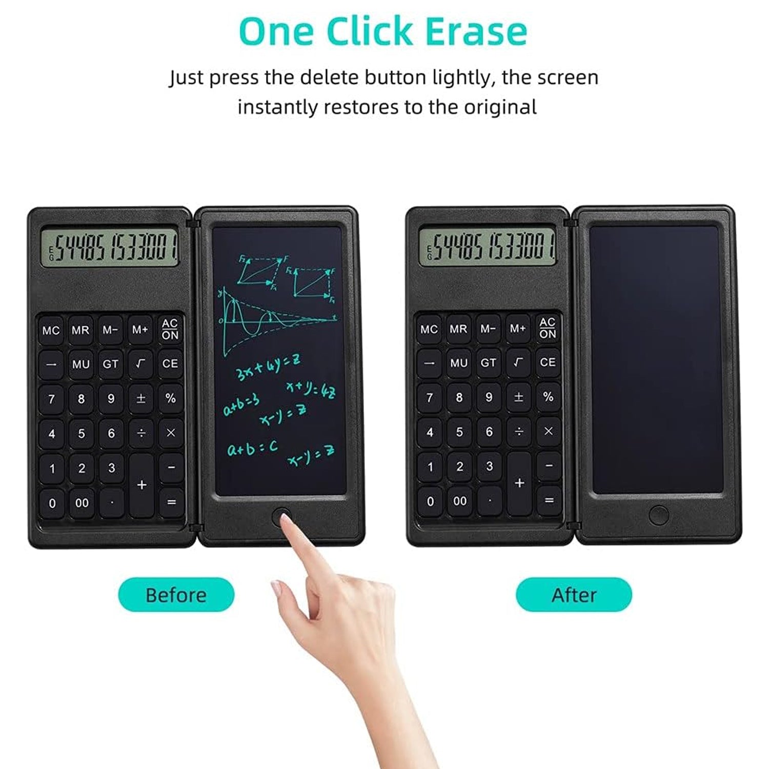 Foldable Calculator With 6 Inch LCD Tablet Digital Drawing Pad Stylus Pen Erase Button Lock Function Smart Calculator -01 - Springkart 
