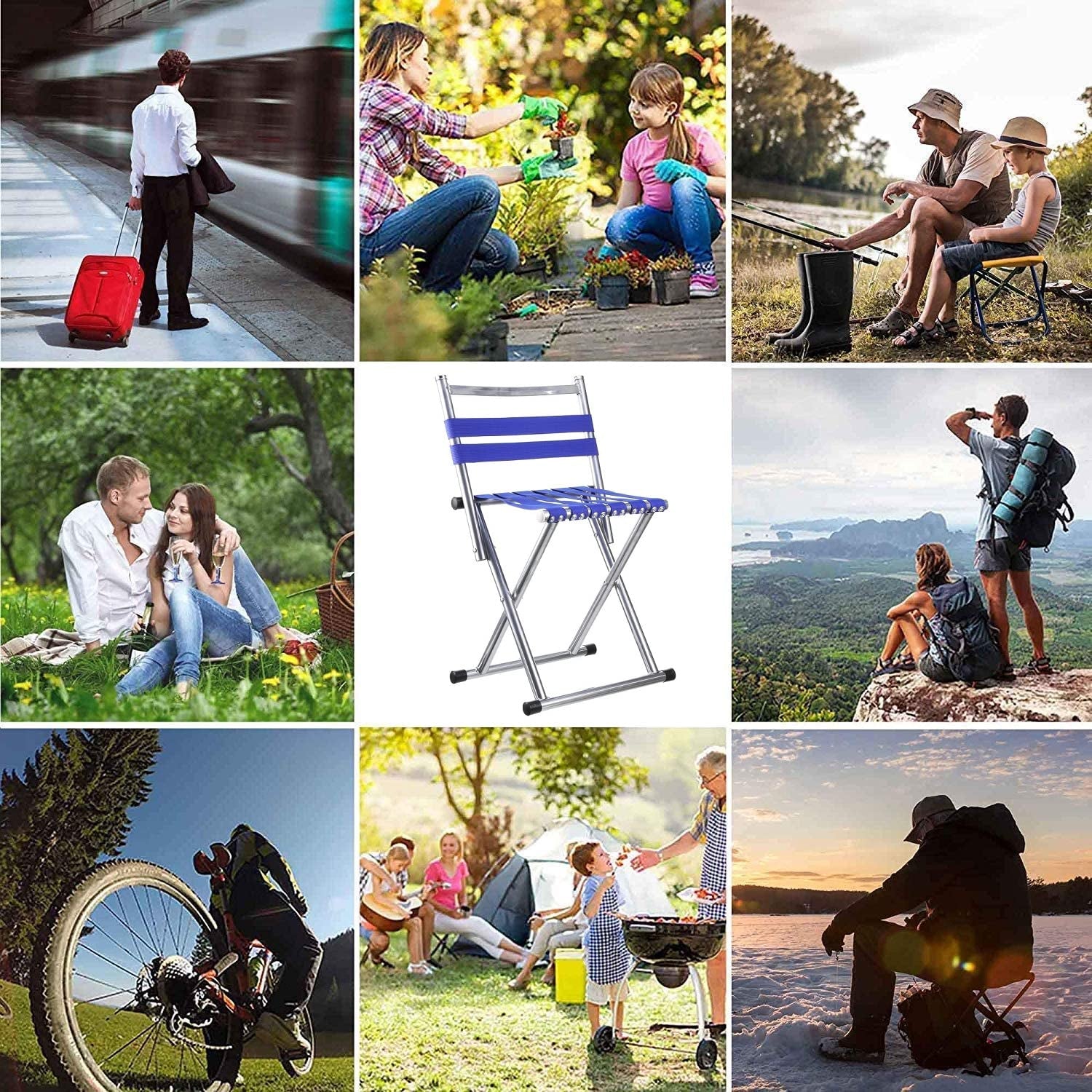 Stainless Steel Multipurpose Lightweight, Portable Folding Camping Chair for Garden, Outdoor Folding Chair with Back Support Heavy Duty Folding Chair Suitable for Hiking, Fishing, Camping, Beach, Home Vacation (1 Pc ) - Springkart 