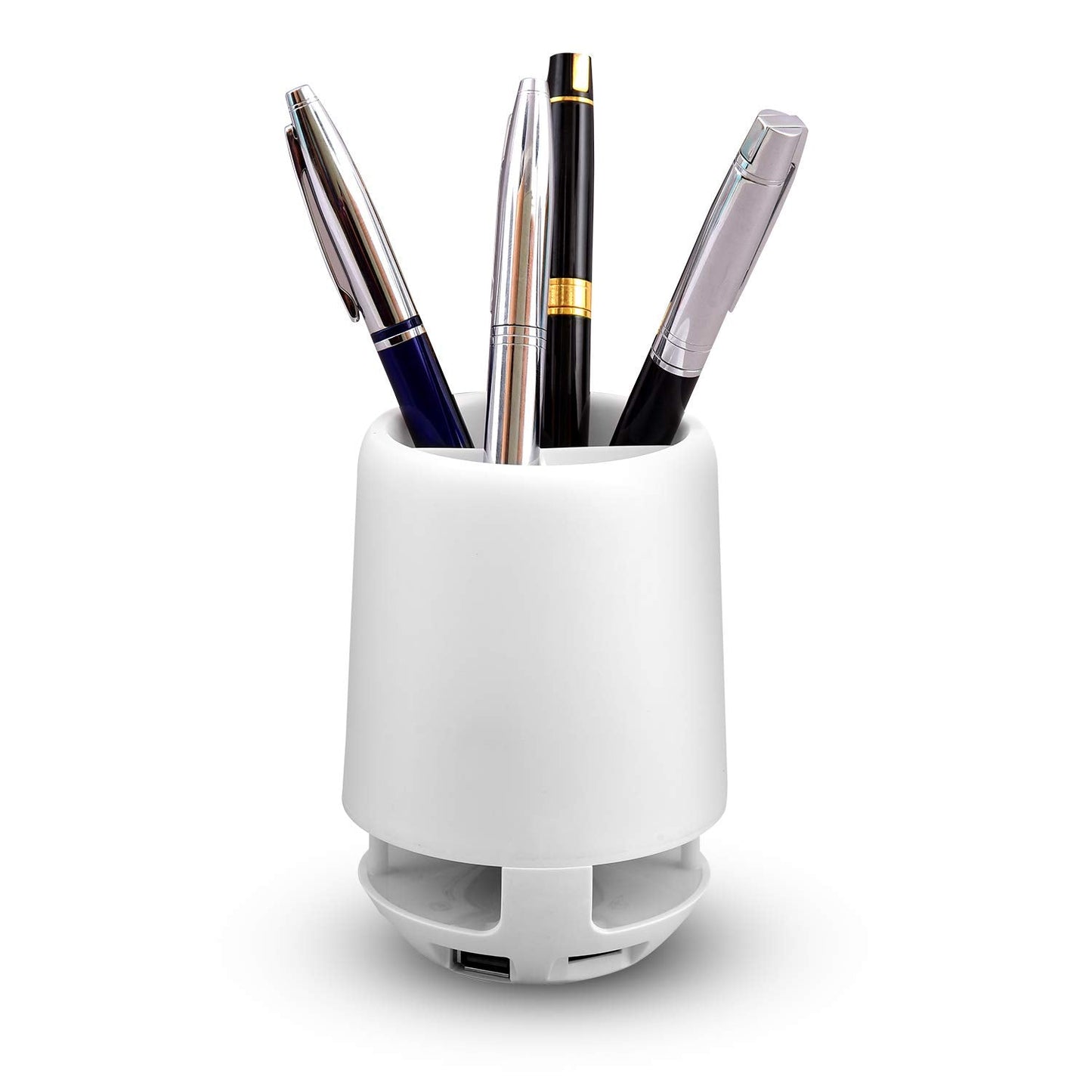 Multifunctional 4 Compartment Pen Holder with Bluetooth Speaker 5 W Bluetooth Speaker Laptop / Desk Speaker / Table Lamp / Night Lamp Smart Color Changing Pen Stand Wireless Bluetooth Speaker - Springkart 