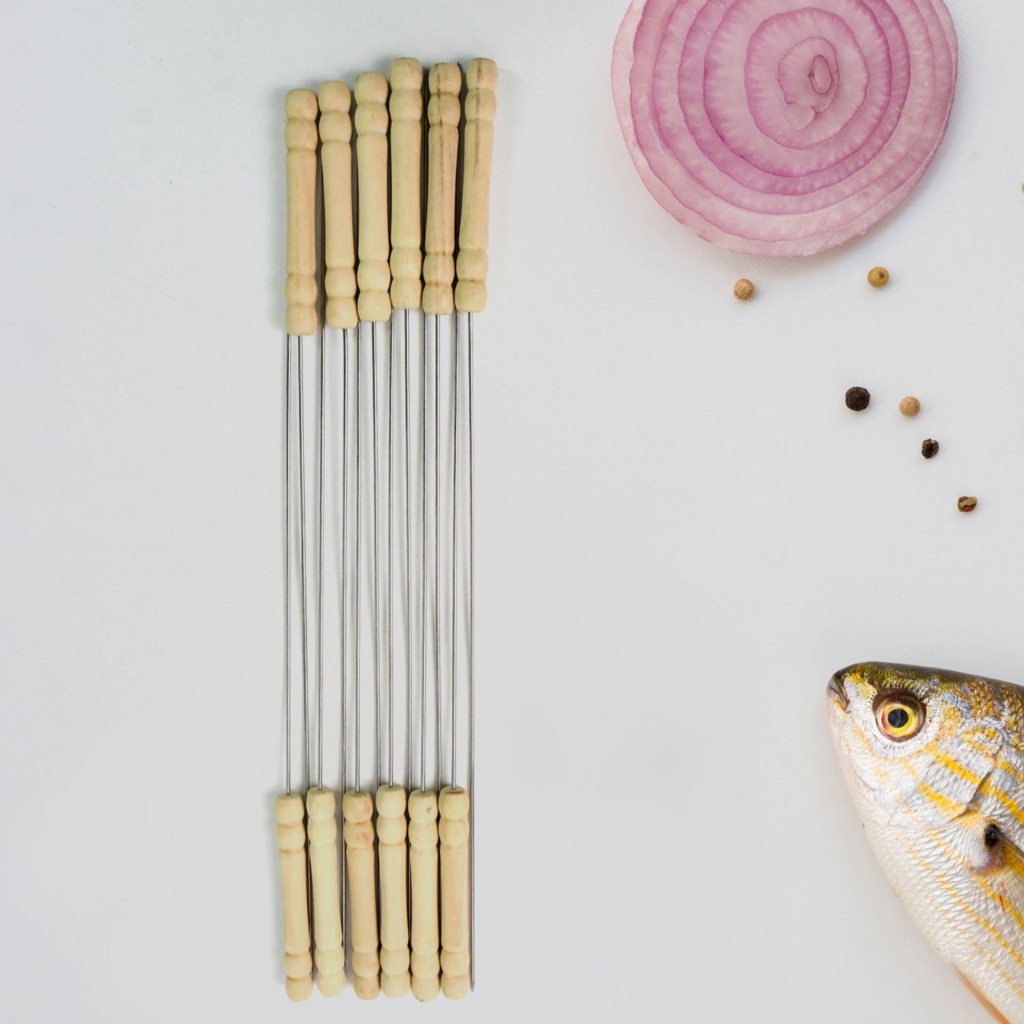 BBQ Tandoor Skewers Grill Sticks for Barbecue (Pack of 12) - Springkart 