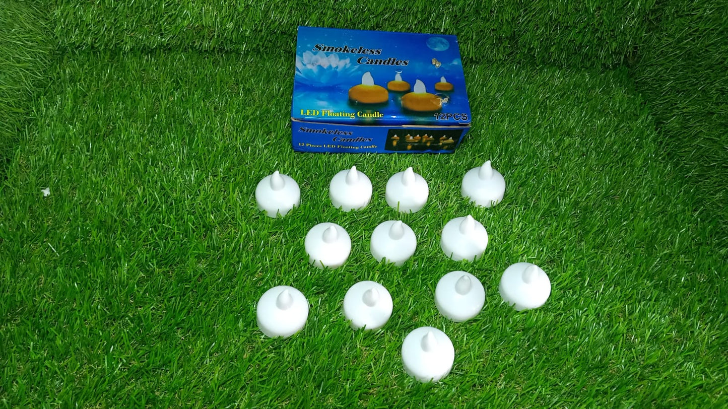 Set of 12 Flameless Floating Candles Battery Operated Tea Lights Tealight Candle - Decorative, Wedding. - Springkart 