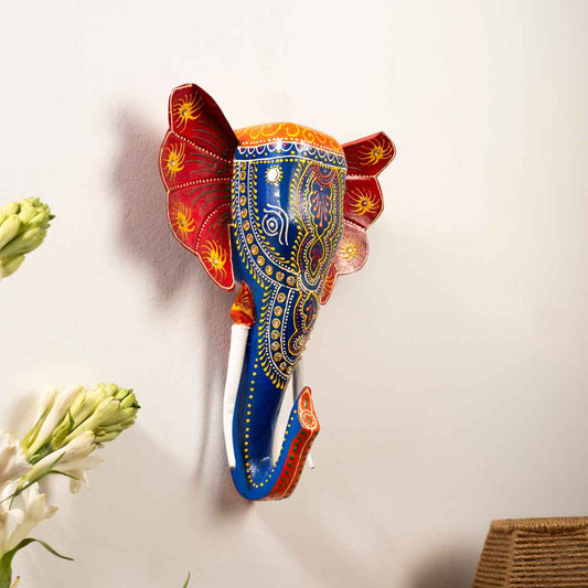 Blue Handpainted Elephant Wall DecorBlue Handpainted Elephant Wall Decor                Blue Handpainted Elephant Wall Decor