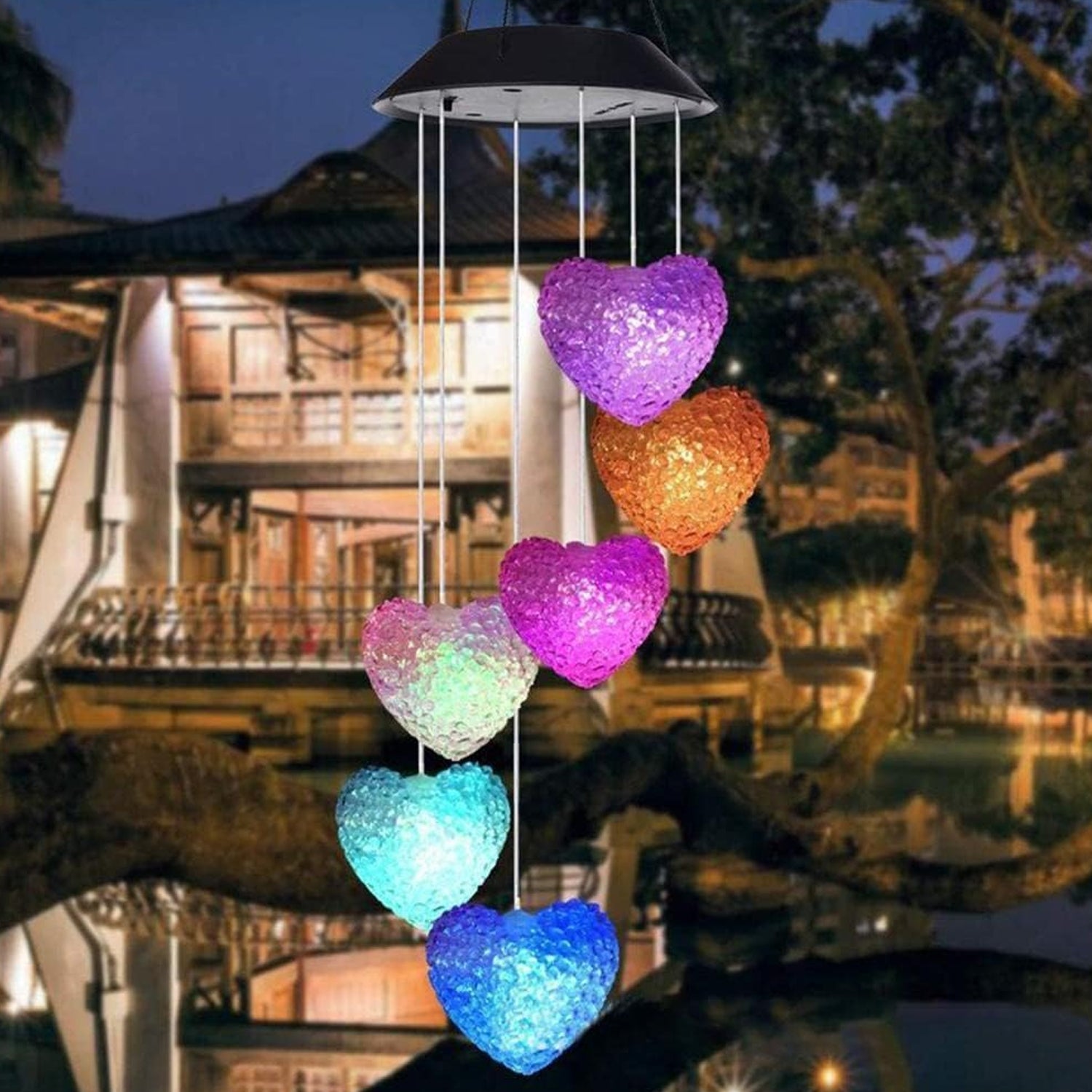 Solar Powered Wind Chimes with Lights: Outdoor Garden Decor (6 LED) - Springkart 