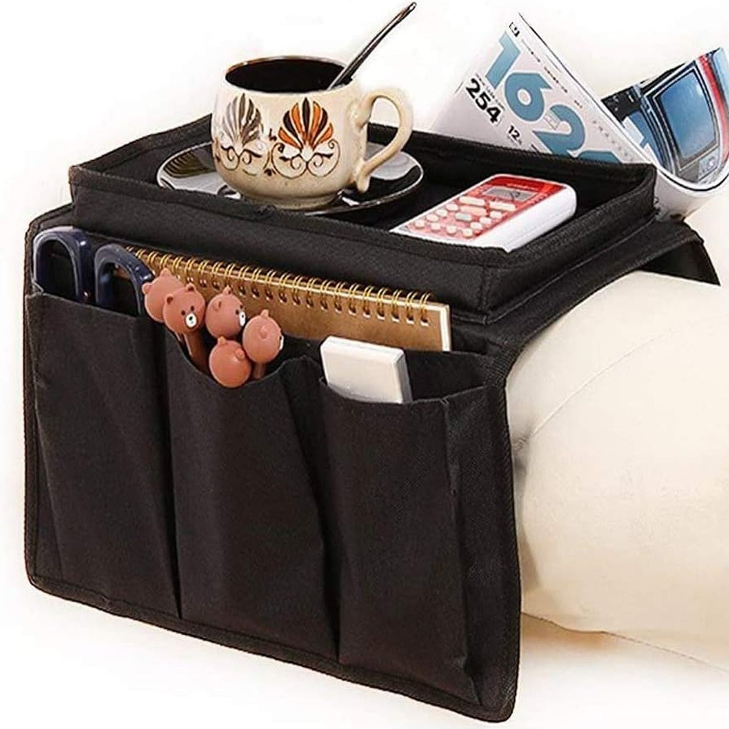 Sofa Arm Rest Hanging Storage Bag, Storage Bag for Sofa Ideal for Sorting Magazines Books (Black) - Springkart 