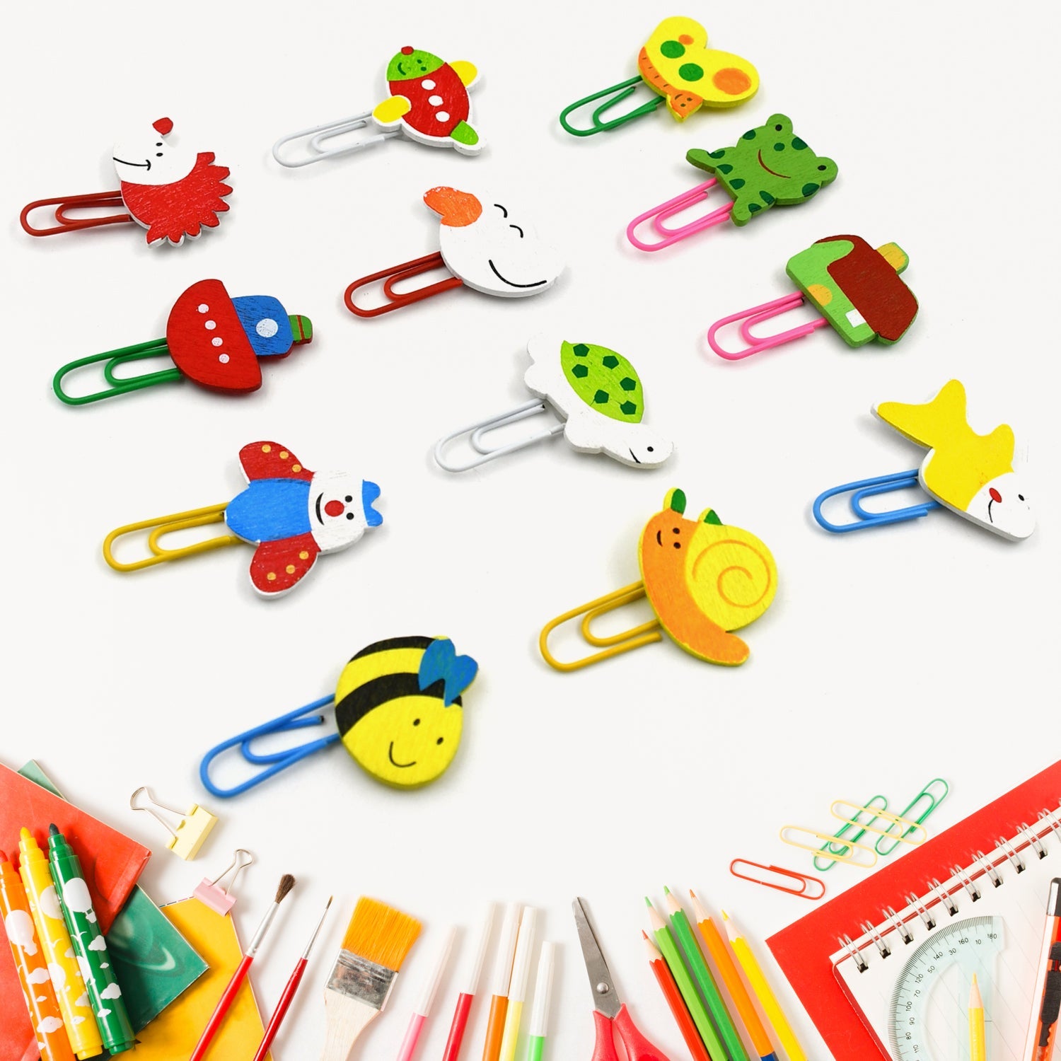 Multifunction Cartoon Paper Clips, Durable & Rustproof, Colored Paper Clips for Paperwork, DIY Work, classify Documents, Bookmark, Snacks Bag Clips, Suitable for Home, School, Office (12 Pcs Set) - Springkart 