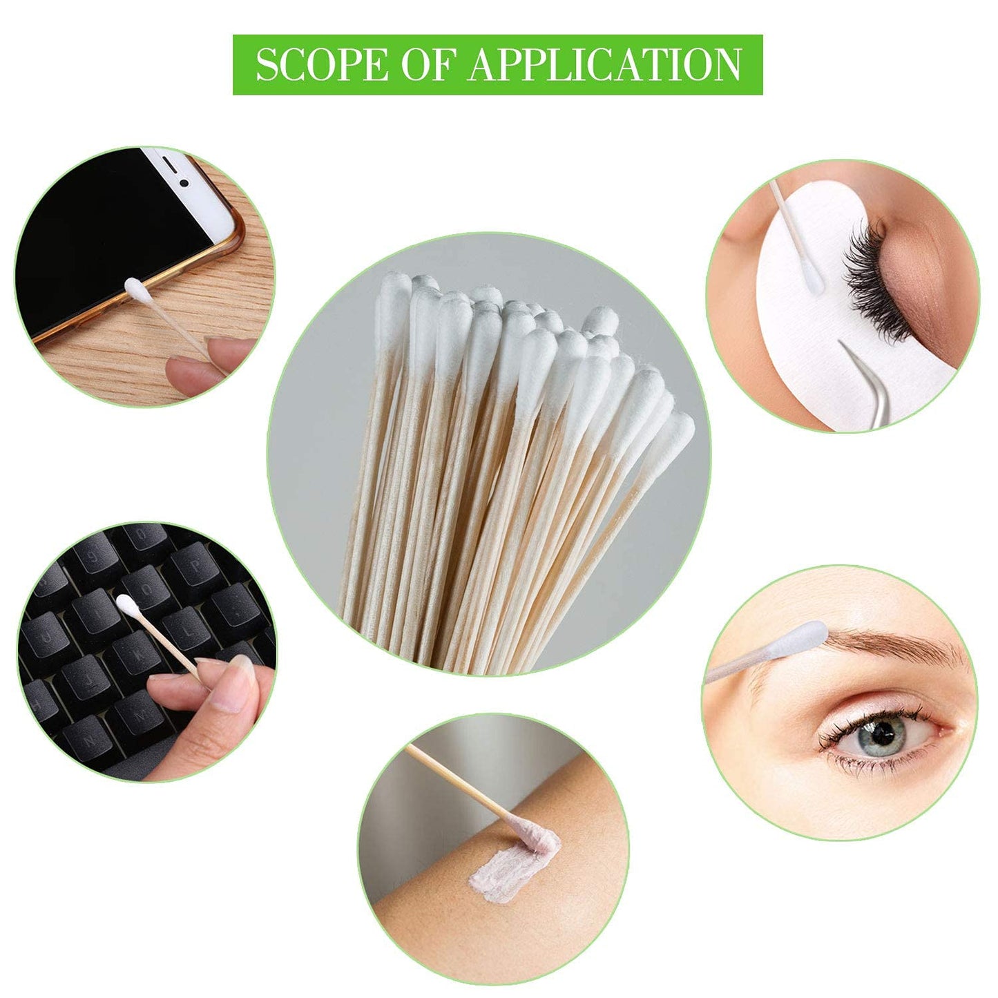 Cotton Swabs Bamboo with Wooden Handles for Makeup Clean Care Ear Cleaning Wound Care Cosmetic Tool Double Head Biodegradable Eco Friendly (pack of 20) - Springkart 