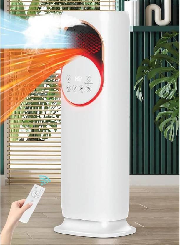 Senkiddpro 120° Rotating Tower Cooler with Heater,Humidifier & Cooler ,4L Water Tank Remote Controlled Tower Fan (White | Pack of 1)