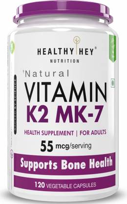 HealthyHey Nutrition Vitamin K2-MK7-100% Vegetarian Source - Support Bone Health- 55 mcg (120 No)