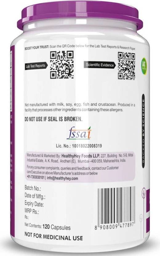 HealthyHey Nutrition Vitamin K2-MK7-100% Vegetarian Source - Support Bone Health- 55 mcg (120 No)
