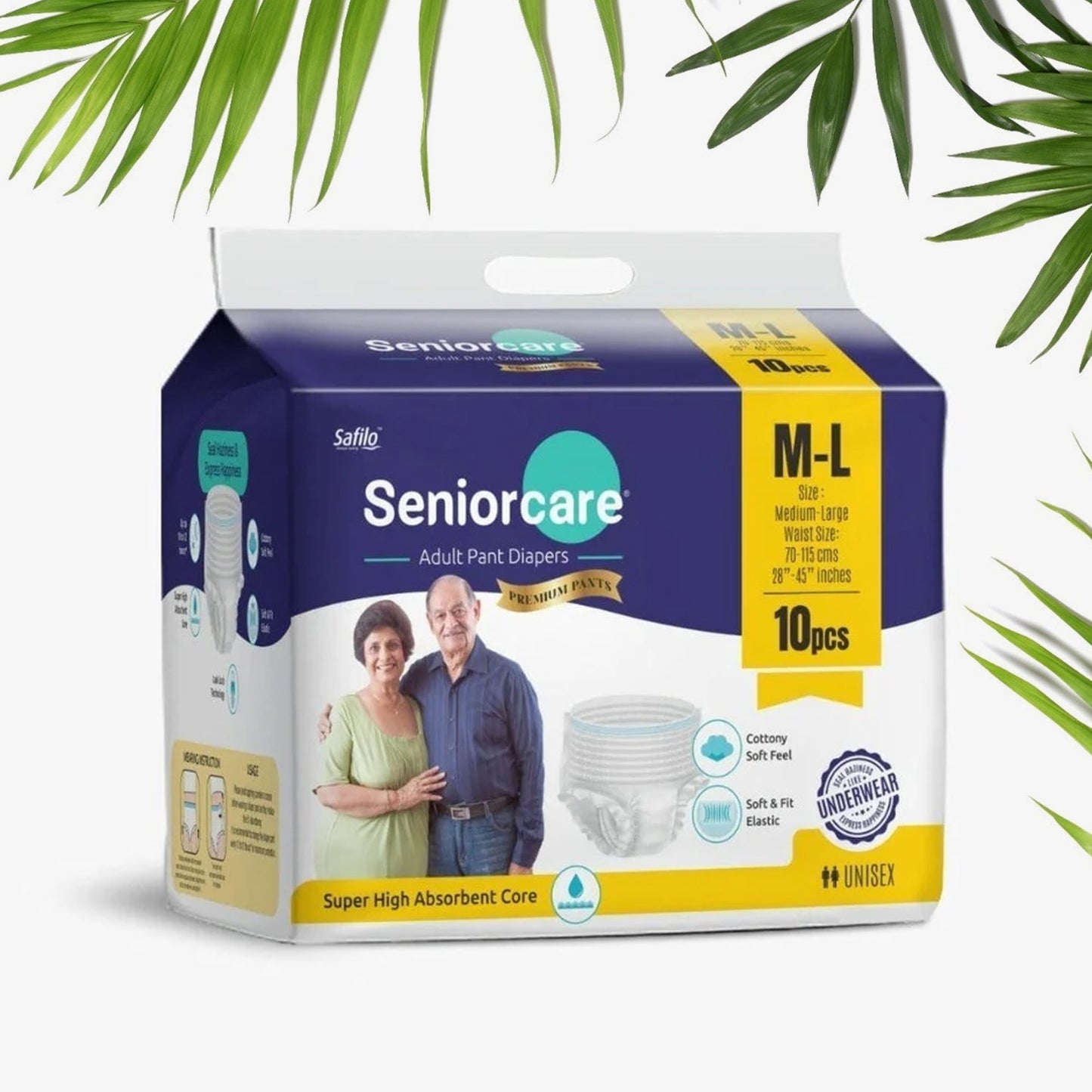 Medium-Large Senior care Adult Pull Up Diaper Pants (Waist Size (70-115 Cm | 28 -45 Inch) Adult Diapers (Medium-Large M-L10Pc) - Springkart 