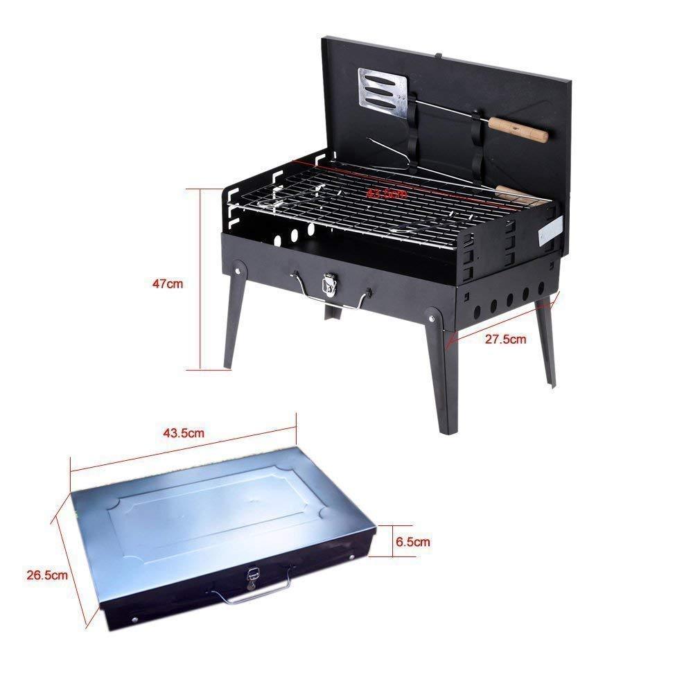 Stainless Steel Briefcase Style Barbecue Grill Toaster (Medium Black) - Springkart 